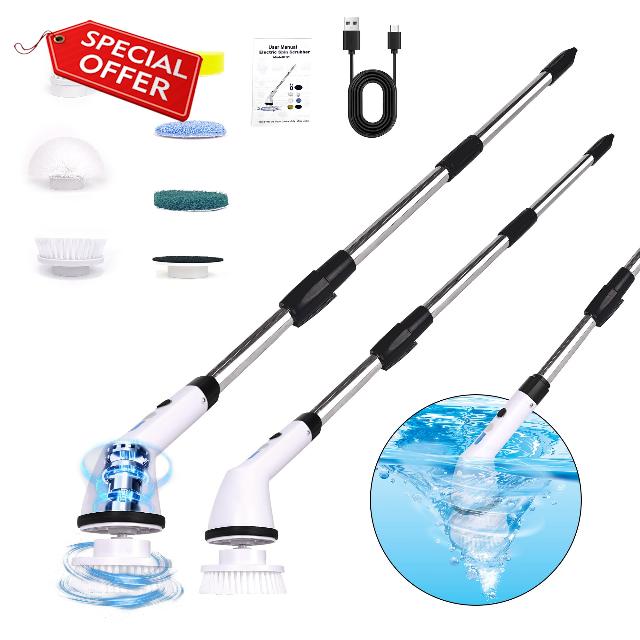 Airlovers Electric Spin Power Scrubber - Cordless Rechargeable Bathroom Scrubber | Power Cleaning Brush for Floors & More | Versatile & Efficient Electric Cleaning Brush