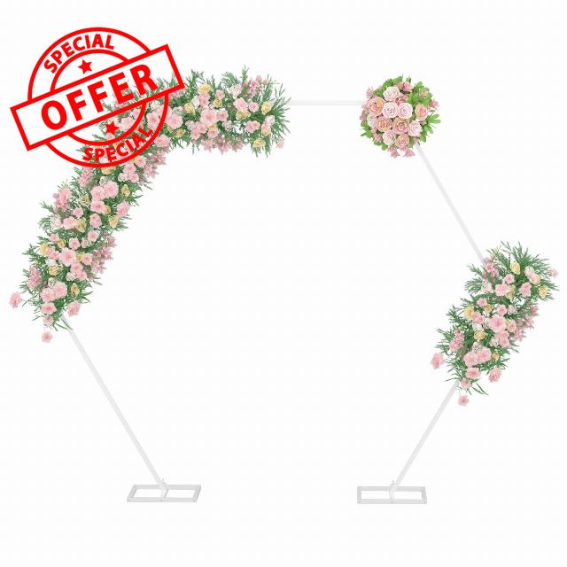 Large Balloon Arch Stand White: 2mx2.3m Hexagon Backdrop Stand Metal Wedding Decor Arch Frame Party Flower Decoration Gate for Weddings Venus Celebrations