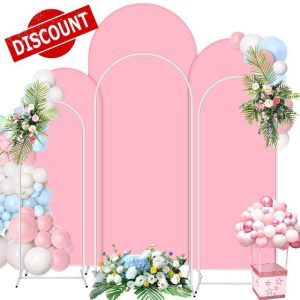 Set of 6 Metal Arch Backdrop Stands with Arch Covers for Wedding 6FT