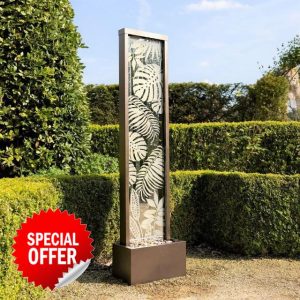 Primrose H180cm Lamego Bamboo Mirror Water Feature With Lights Outdoor Garden Fountai