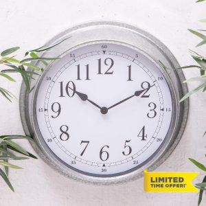 Large Metal Garden Wall Clock Round Waterproof Station Indoor Outdoor Clock 40cms