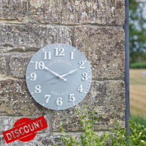 Westminster Indoor or Outdoor Wall Clock – Battery Powered Weather Resistant Modern Home or Garden Round Quartz Clock for Wall