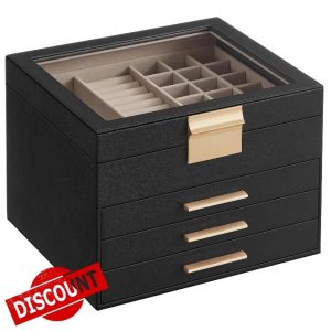 SONGMICS Jewellery Box with Glass Lid