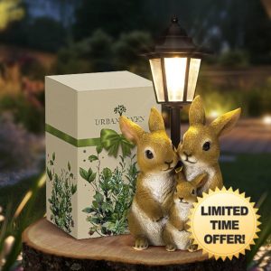 UrbanHaven Outdoor Solar Light Rabbit Family Lantern