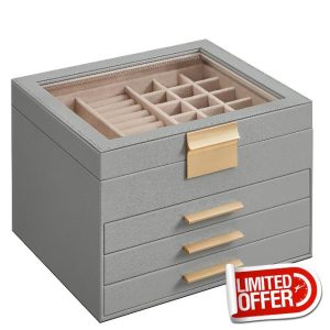 SONGMICS Jewellery Box with Glass Lid