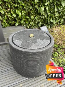 allpondsolutions Round Water Feature with LED Lights in Dark Grey