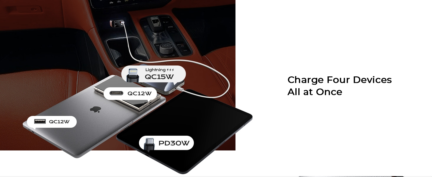 retractable car charger 4 in 1