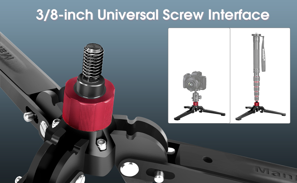 Manbily Mini Tripod Base for Monopods 3/8