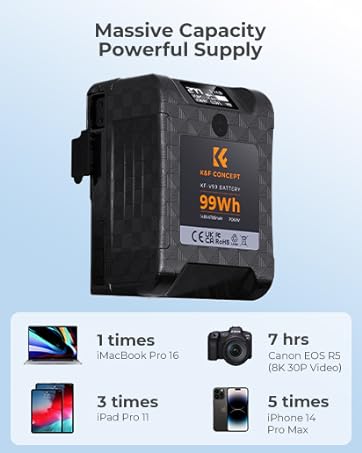 K&F Concept V Mount Battery 50Wh 3400mAh, Mini V Lock Battery with PD 65W Fast Charging, DC/D-Tap...