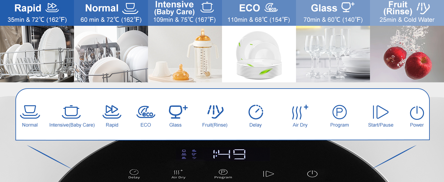 6 washing modes & extra drying mode