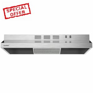 Comfee CVU30W2AST 30 Inch Ductless Range Hood Durable Stainless Steel Under Cabinet Vent Hood with 2 Reusable Filters