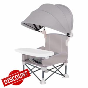 Baby High Foldable Booster Seat Dining Portable Baby Beach Removable Tray and Seat Baby T Sunshade