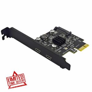 Tumuued 2Port PCIE Card PCI Express 3.0 X1 to Dual USB Expansion Card SATA Power USB3.2 Gen2 10Gbps ASM3142 Chip for Desktop PC