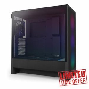 NZXT H5 Flow RGB - Compact ATX Mid-Tower PC Gaming Case - High Airflow - F360 RGB Core (CV) Included - 360mm Front & 240mm Top Radiator Support - Cable Management - Tempered Glass - Black