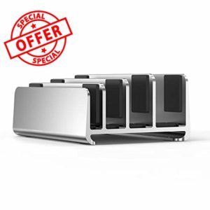 Vertical Laptop Stand Adjustable 4 Slots Desktop Holder Support Rack For 5mm/0.19" To 38mm/1.49”Thickness Tablets Adjustable 4 Slot Laptop Desk Tablet Holder Dock Base