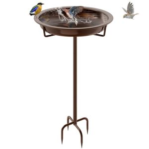 Garden Birdbath Bowl Bird Feeders for Outside with 4 Prongs Base Stake