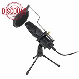 Condenser Microphone with Tripod Stand Type-C Port Omnidirectional Pickup Smart Noise Cancelling Sensitivity Microphone Streaming Microphone for PC Gaming Game Ki
