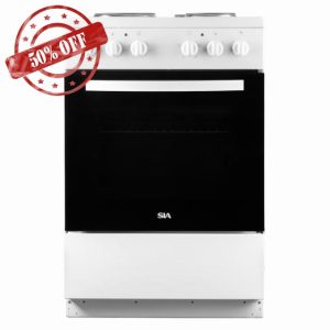 SIA ESXB60W 60cm White Electric Cooker With 4 Zone Plate Hob