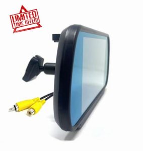 Dolphin Automotive 7" Rear View Mirror Screen Display Monitor For Vans With Adhesive Stalk For Viewing Reversing Cameras