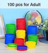 LVNRIDS 100 pcs Blank Silicone Wristbands, Sports Party Rubber Elastic Wristband Wholesale Bulk B...