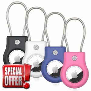 SCALLOP Airtag Holder with Wire Cable 4 Pack