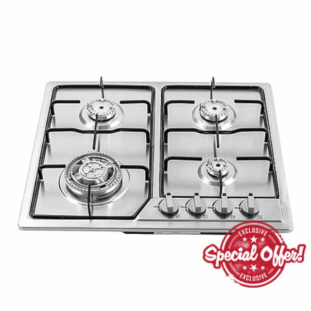 4 Burners Kitchen Built-In Gas Hob Cooker Stainless Steel Stove Top Cooktop Cooking Ng Lpg Built In Four Burner Silver 4-Burners for domestic or commercial cooking in homes or restaurants 58 * 50cm