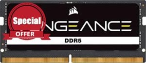 CORSAIR VENGEANCE SODIMM DDR5 RAM 32GB (1x32GB) 5600MHz CL48 Intel XMP iCUE Compatible Computer Memory - Black (CMSX32GX5M1A5600C48)