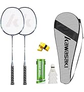 Kawasaki Badminton Racket badminton set professional badminton rackets set of 2 with 3 badminton ...