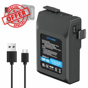 CITYORK 95Wh V-Mount/V-Lock Battery for Sony BP-95W with USB-C Input Charger and USB-C Cable