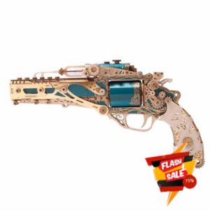 Lumitex Revolver 3D Wooden Puzzle with Wooden Bullets Mechanical Brain Teaser DIY Handcrafted Kits for Adults to Build 3D Puzzle 2024 Christmas Jigsaw Gift - 318 Pieces
