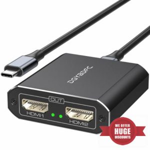 DGYBDFC USB C to Dual HDMI Splitter Adapter Converter 2 * 4K@60Hz Type C to HDMI Splitter Extended Display for Windows/Vista/XP and macOS etc. Plug and Play No Driver (macOS Only Support SST Mode)