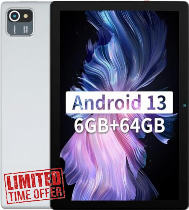 Hakaug Tablet 10 Inch WiFi Model 1TB Expandable/ 1280 * 800 Resolution Screen/ 5000 MAH Capacity Battery 8MP + 5MP Camera/ 2.4G WiFi Bluetooth GMS Authentication/Type-C Charge (Silver)