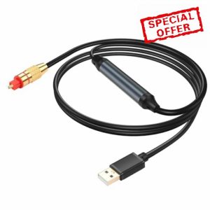 GINTOOYUN USB to Optical Audio Adapter USB A to Fiber Optic Audio SPDIF Port Connection 2M/6.5FT jack audio converter cable for Computer laptop Connection Fiber Optic Audio Box