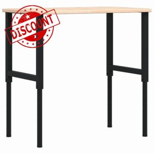 idaXL Workbench 100x60x(71.5-98) cm Solid Oak Adjustable Height Tool Bench/Desk