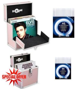 Retro musique Aluminium 12" Vinyl Record Storage Case include 40 Vinyl Record Outer Sleeves and 7" Vinyl Record EP Storage Case include 35 Vinyl Record Outer Sleeves (Rose Gold)