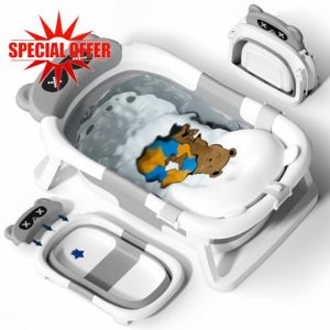 COOSEYA Baby Bath Tub Foldable Bathtub Baby Bath Essentials for Newborn 0-24 Month