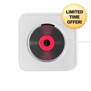 budiniao Wall CD Player Audio Boombox Stereo Speaker Multi-function High-performance Surround Sound 3.5mm Desktop Home White