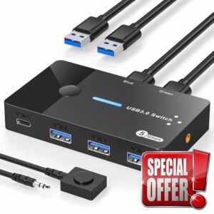 AILVLVNG USB 3.0 Switch 2 Computers Sharing USB C & A Devices