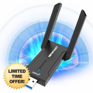 NEWFAST 5400Mbps WiFi Dongle Tri-band USB 3.0 WiFi 6E Adapter Wireless Adapter For PC