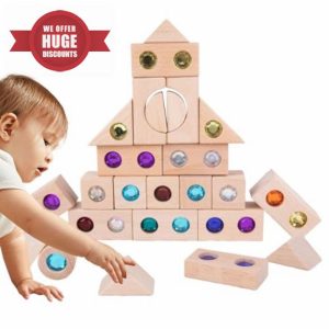 Nuyhgtr Wooden Gem Blocks - 50 Rainbow Stacking Toy For Kids | Acrylic Educational Wooden Toys
