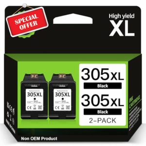 305XL High Yeild Ink Cartridges Black- 2X 750 Pages