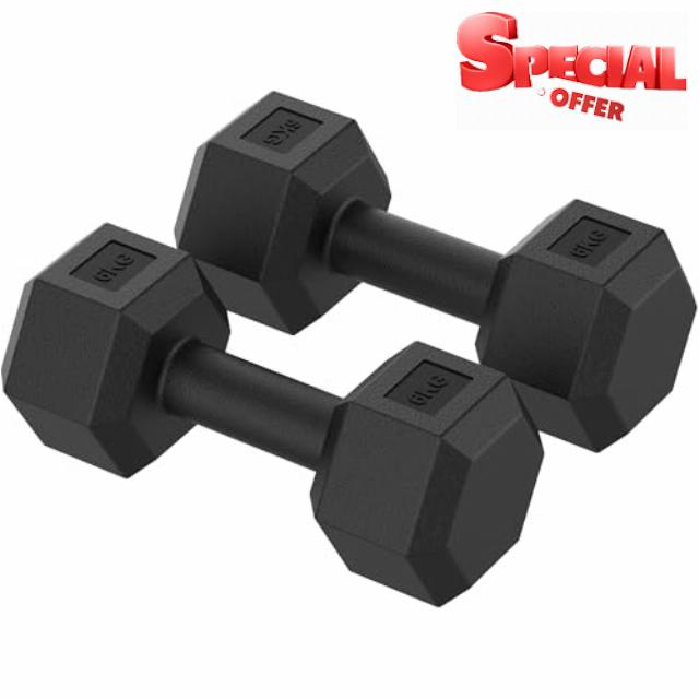 ZENO Dumbbells Set | Weights Dumbbells Set | Plastic Dumbbells Pair | Hex Dumbbells For Workouts | Dumbbell Set For Home Training & Gym | Weights Set | Plastic Coated | Anti Slp | Anti Roll