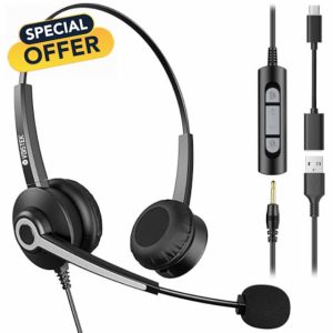 Voistek USB Headset with Microphone for PC Laptop