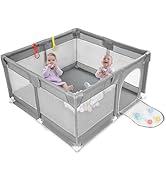 Sour Lemon Baby Playpen for Baby and Toddlers, Kid’s Fence with Anti-Collision Foam and Breathabl...