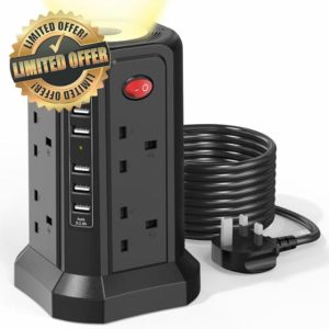 Tower Extension Lead with USB Slots and Night Light