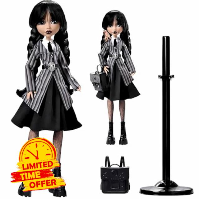 High Wednesday Doll Family Dolls Collectible in Black Gothic Gown Inspired by Dance Scene
