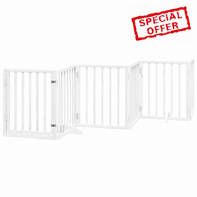 idaXL Dog Gate with Door - Foldable 6 Panels