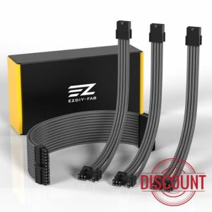 EZDIY-FAB PSU Extension Cable Sleeved Custom Mod PC Power Supply Cable