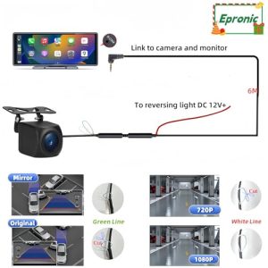 4 Pin to 2.5mm Jack Reversing Camera Portable Car Stereo Front/Rear View Camera 23 Ft Male Plug