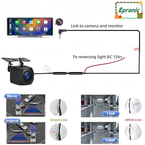 4 Pin to 2.5mm Jack Reversing Camera Portable Car Stereo Front/Rear View Camera 23 Ft Male Plug